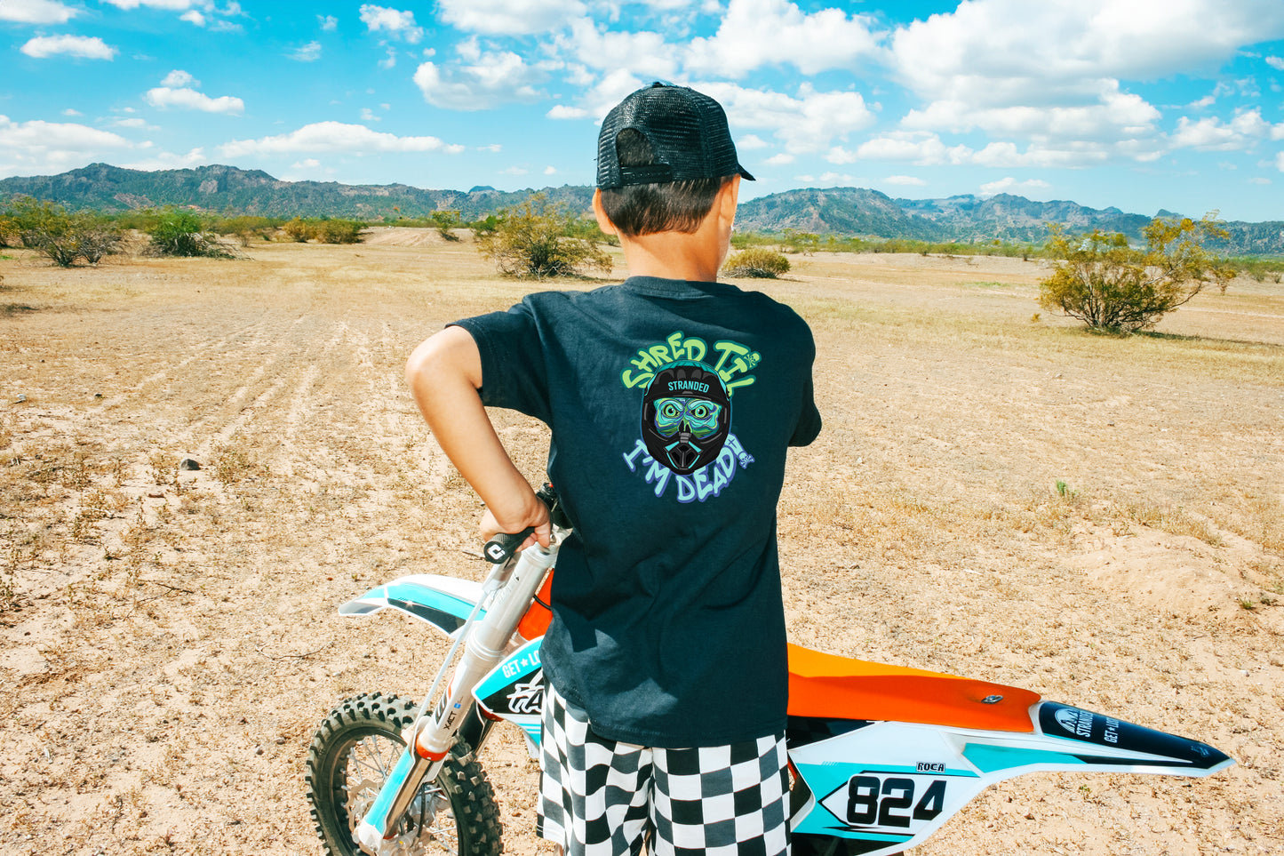 Boy modeling Shred Til Im Dead Shirt Arizona