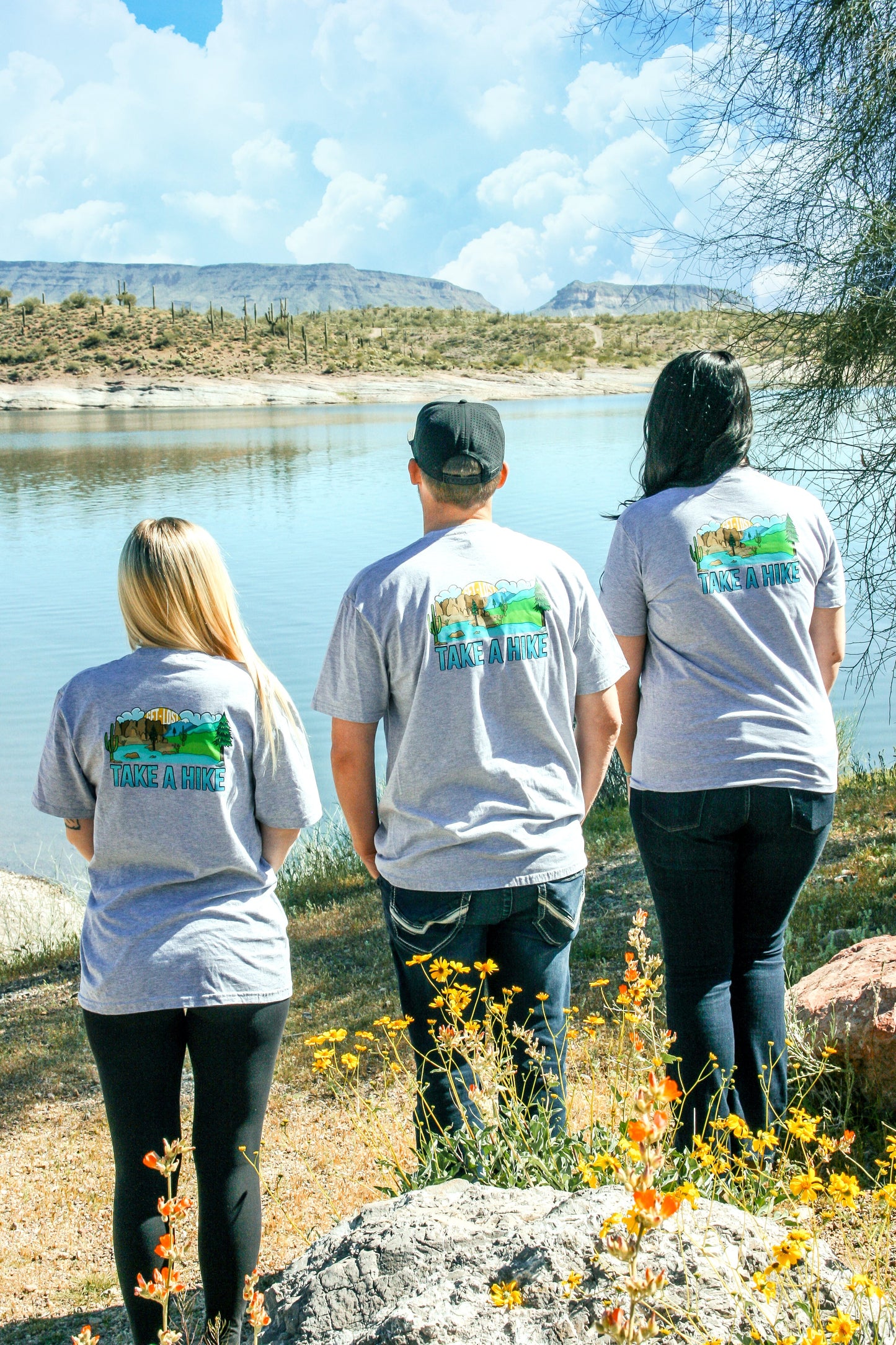 Friends modeling Take A Hike Tshirt
