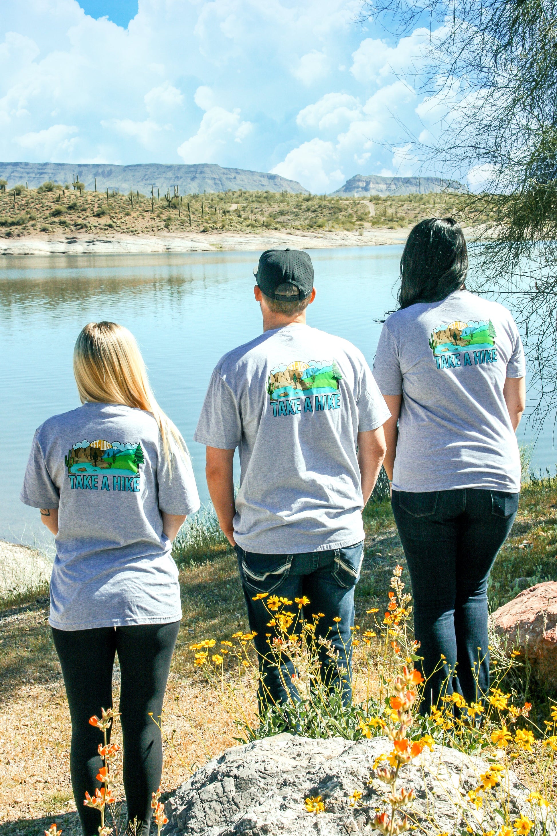 Friends modeling Take A Hike Tshirt